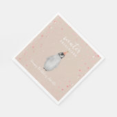 Serviette En Papier Hiver Onederland rose Anniversaire Penguin Anniver (Coin)