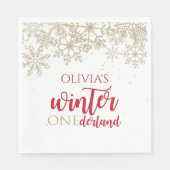 Serviette En Papier Hiver ONEdernald Red and Gold Snowflake Anniversai (Devant)