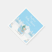 Serviette En Papier Hiver Ours Bleu Baby shower couleigh (Coin)