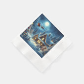 Serviette En Papier Hiver/Père Noël/Noël/Neige (Coin)