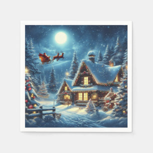 Serviette En Papier Hiver/Père Noël/Noël/Neige