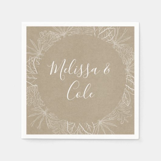 Serviette En Papier Hiver rustique | Napkins Mariage Kraft (Devant)