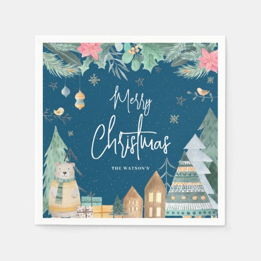 Serviette En Papier hiver scandinave 'Joyeux Noël' (Devant)