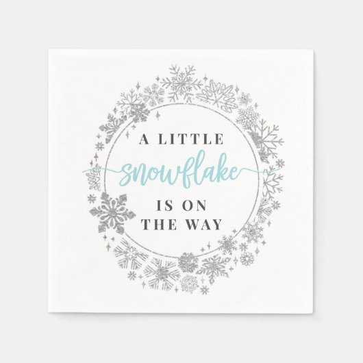 Serviette En Papier Hiver Snowflake Baby shower Cocktail Napkin (Devant)
