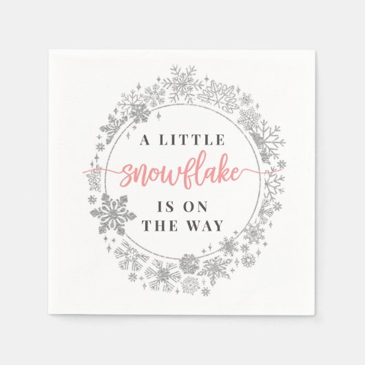 Serviette En Papier Hiver Snowflake Baby shower Cocktail Napkin (Devant)