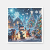 Serviette En Papier Hiver Snowman Papier Napkin (Devant)