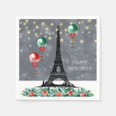 Serviette En Papier Hiver Tour Eiffel, Noël Balloons Nuit (Devant)