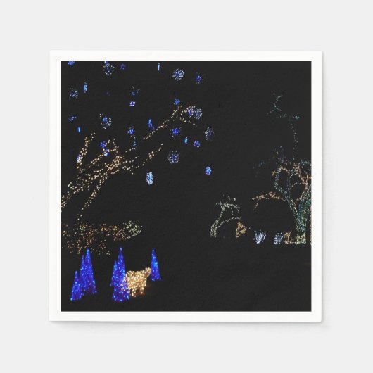 Serviette En Papier Hiver Wonderland Lumières Bleu et blanc Vacances (Devant)