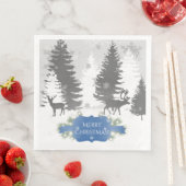 Serviette En Papier Hiver Wonderland Papier Napkin - Bleu (En situation)
