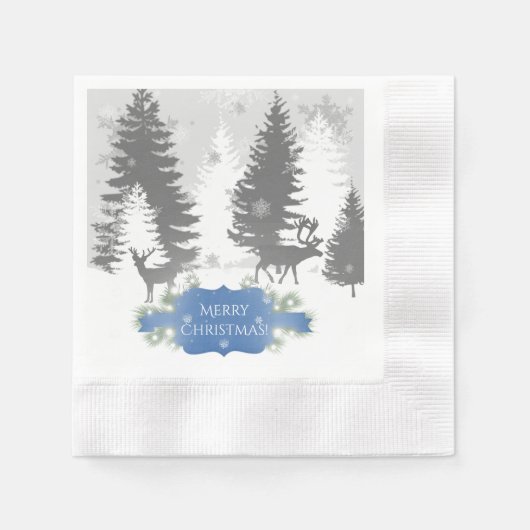 Serviette En Papier Hiver Wonderland Papier Napkin - Bleu (Devant)