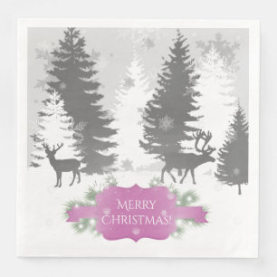Serviette En Papier Hiver Wonderland Papier Napkin - Magenta