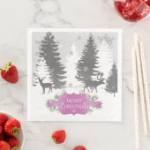 Serviette En Papier Hiver Wonderland Papier Napkin - Magenta (En situation)
