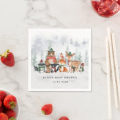 Serviette En Papier Hiver Woodland Wonderland Forêt Bébé Animaux (En situation)