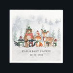 Serviette En Papier Hiver Woodland Wonderland Forêt Bébé Animaux<br><div class="desc">Ce design magique présente un groupe d'adorables animaux boisés et des paysages forestiers gelés dans des couleurs de vacances élégamment muettes.</div>