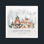 Serviette En Papier Hiver Woodland Wonderland Forêt Bébé Animaux<br><div class="desc">Ce design magique présente un groupe d'adorables animaux boisés et des paysages forestiers gelés dans des couleurs de vacances élégamment muettes.</div>
