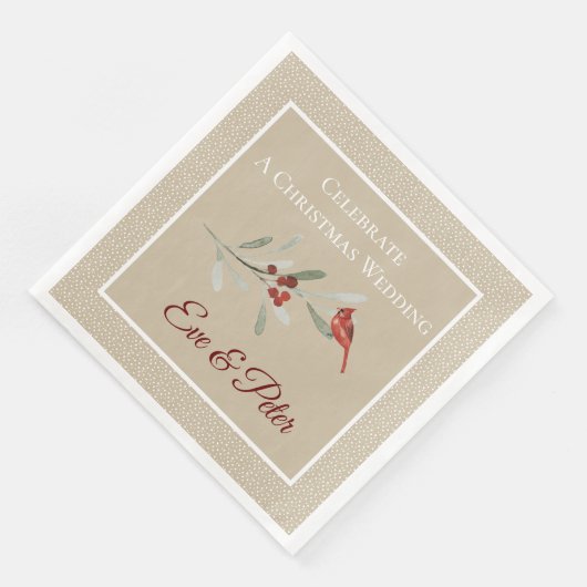 Serviette En Papier Hivers simples| Cardinal rouge | CARRÉ | MARIAGE (Coin)