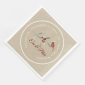 Serviette En Papier Hivers simples| Cardinal rouge |Mariage (Coin)
