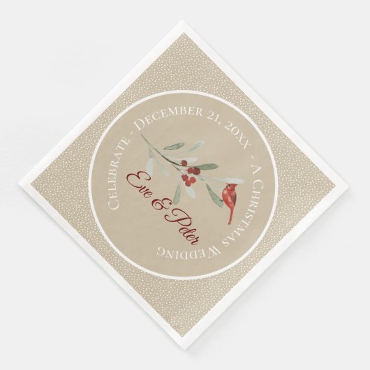 Serviette En Papier Hivers simples| Cardinal rouge |Mariage (Coin)