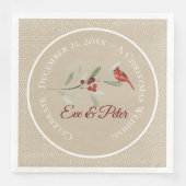 Serviette En Papier Hivers simples| Cardinal rouge |Mariage (Devant)