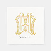 Serviette En Papier HM Monogramme ou MH Monogram Napkins (Devant)