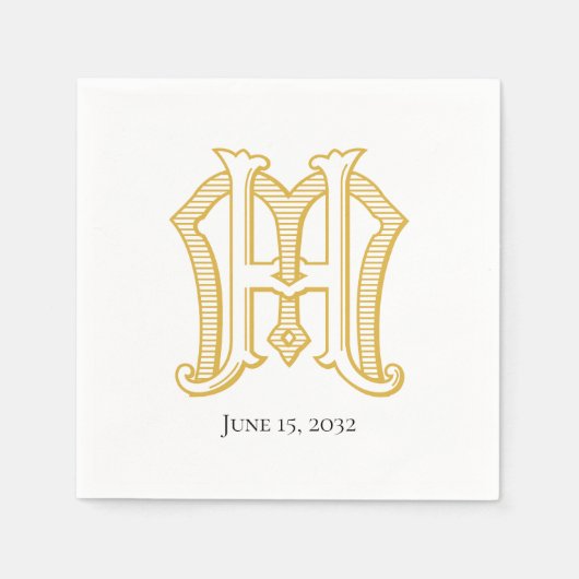 Serviette En Papier HM Monogramme ou MH Monogram Napkins (Devant)