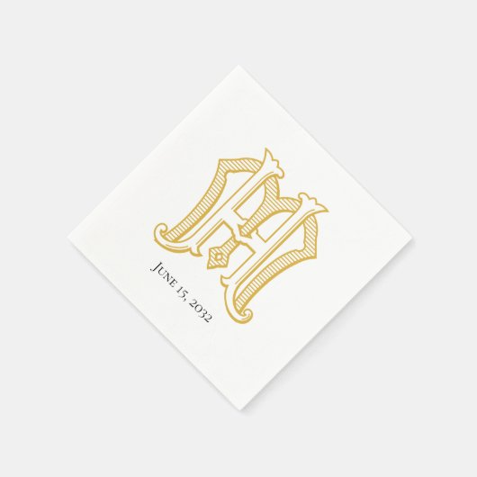 Serviette En Papier HM Monogramme ou MH Monogram Napkins (Coin)