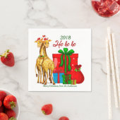 Serviette En Papier Ho Ho Ho Giraffes de Noël (En situation)
