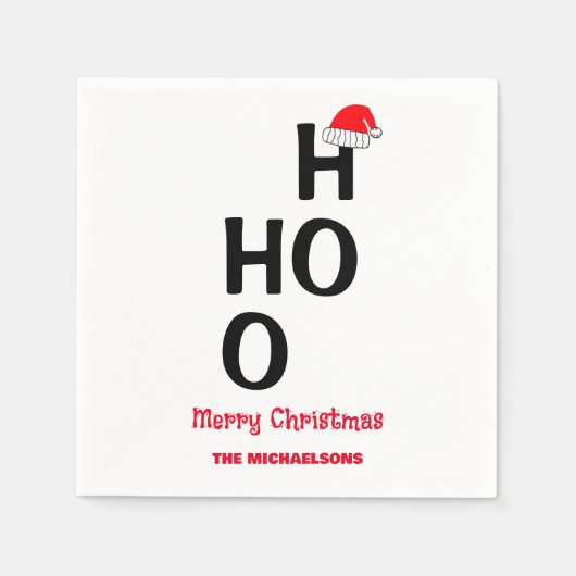 Serviette En Papier Ho Ho Ho : Joyeux Noël (Devant)