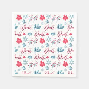 Serviette En Papier Ho Ho Ho Noël Floral Vacances Papier Napkin