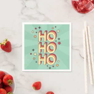 Serviette En Papier Ho ho ho noël texte saisonnier et étoiles