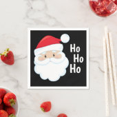 Serviette En Papier Ho Ho Ho Père Noël Face Noël Fêtes Rouge Blanc (En situation)