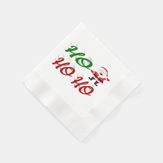 Serviette En Papier Ho Ho Ho Santa Claus Noël rouge vert script (Coin)