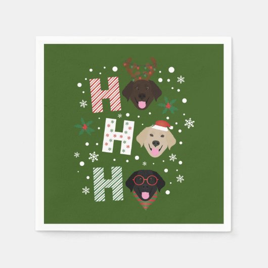 Serviette En Papier Ho Ho Labrador Retriever Joyeux Noël (Devant)