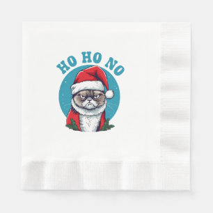Serviette En Papier Ho ho non - drôle de chat grumpy santa