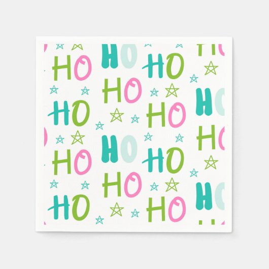 Serviette En Papier Ho Ho Pink Teal Stars Modern Christmas (Devant)