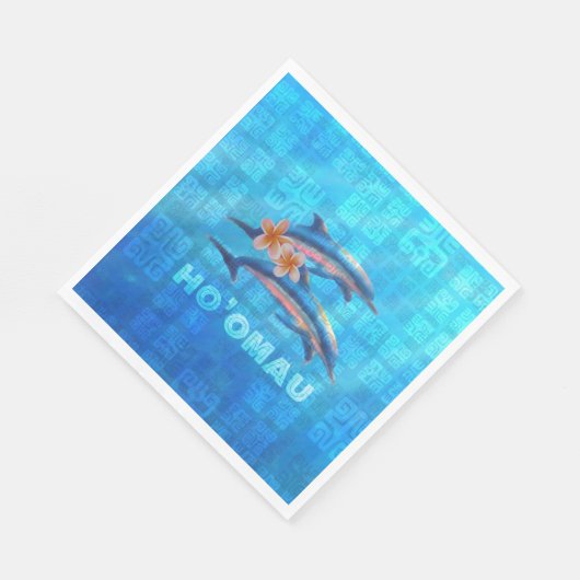 Serviette En Papier HO’OMAU - Collage primitif des dauphins hawaïens (Coin)