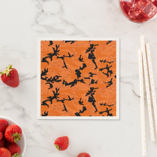 Serviette En Papier HOC Orange Parties scintillant Halloween Edition C (En situation)