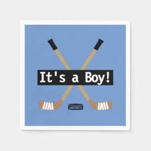 Serviette En Papier Hockey Baby C'est un garçon Bleu Bâtons de Hocke