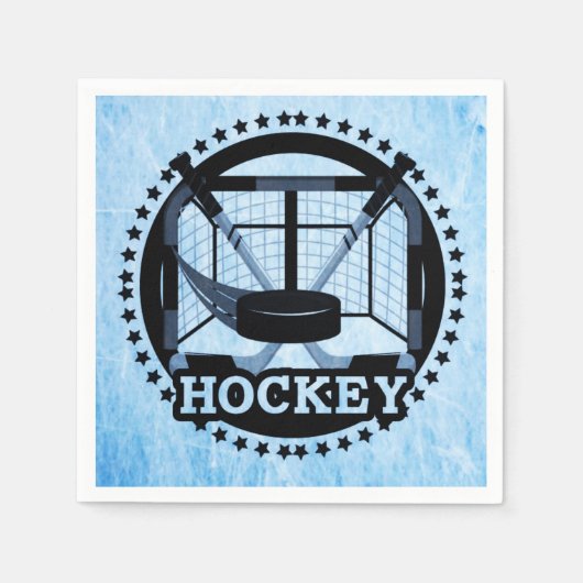 Serviette En Papier Hockey bleu glace (Devant)