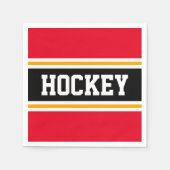 Serviette En Papier HOCKEY Bright Red Black White Racing Stripes (Devant)