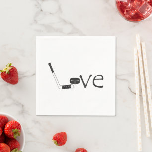 Serviette En Papier Hockey Love Stick et Puck Word Art Party