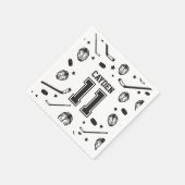 Serviette En Papier Hockey noir et blanc 11e anniversaire (Coin)