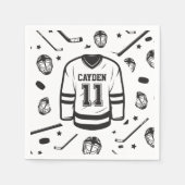 Serviette En Papier Hockey noir et blanc 11e anniversaire (Devant)