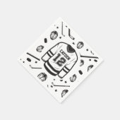 Serviette En Papier Hockey noir et blanc 12e anniversaire (Coin)