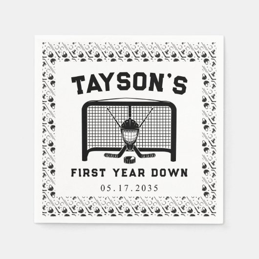 Serviette En Papier Hockey première année en bas 1er anniversaire papi (Devant)