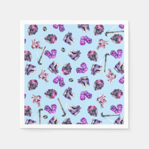 Serviette En Papier Hockey sur glace filles patinage sur glace rose vi