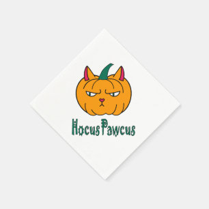 Serviette En Papier Hocus pawcus Halloween citrouille ginger cat magie