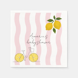 Serviette En Papier Hola Bebe Rayures Roses Citrons Fille Baby Shower