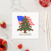Serviette En Papier Holiday Camouflage Tree with USA Flag Christmas (En situation)