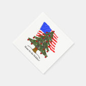 Serviette En Papier Holiday Camouflage Tree with USA Flag Christmas (Coin)